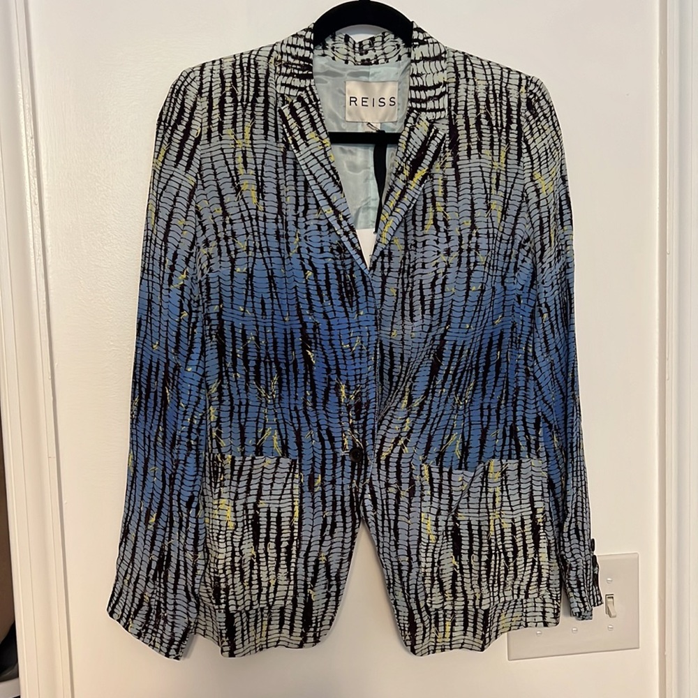 Reiss Silk Printed Blazer Jacket